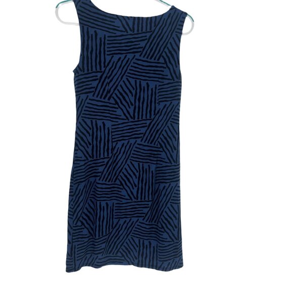 LOFT Navy Blue & Black Abstract Ruched Sheath Dress M - Picture 4 of 6